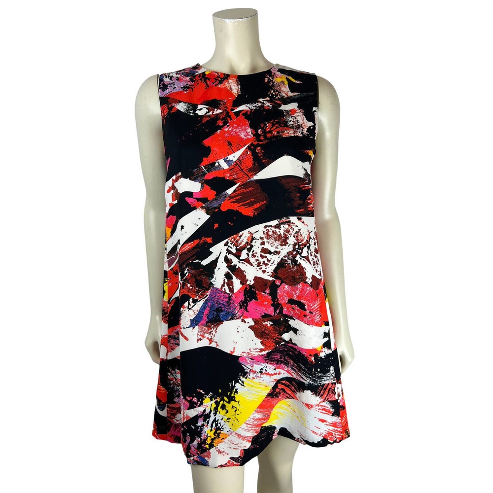 KENZO Sleeveless Abstract Mini Dress 38 S Mineral Print Soft Crepe Art to Wear
